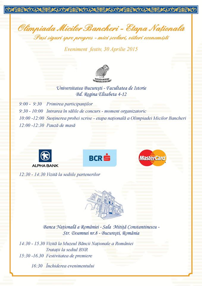 Programul Olimpiadei Micilor Bancheri 2015